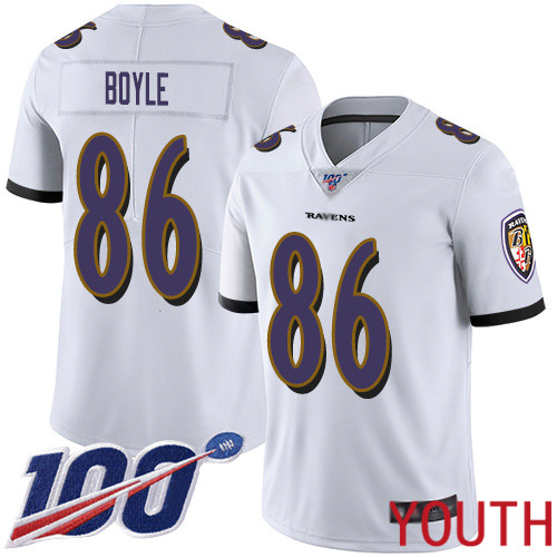 Baltimore Ravens Limited White Youth Nick Boyle Road Jersey NFL Football #86 100th Season Vapor Untouchable